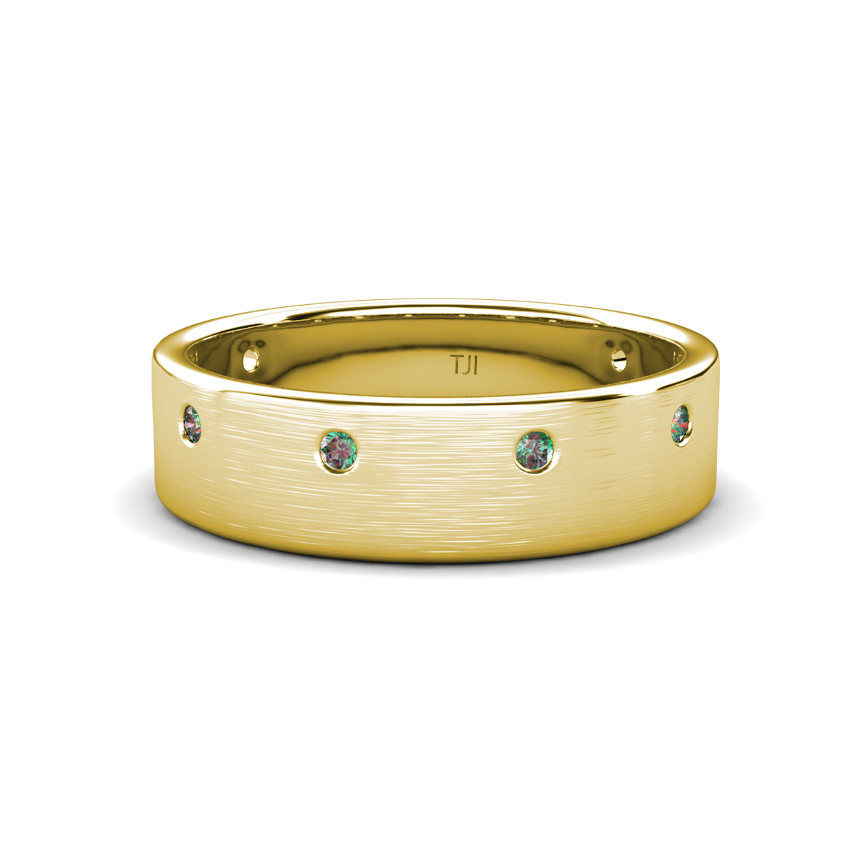 Orion Round Lab Created Alexandrite Brushed Satin Finish Men Wedding Band (8 mm) 